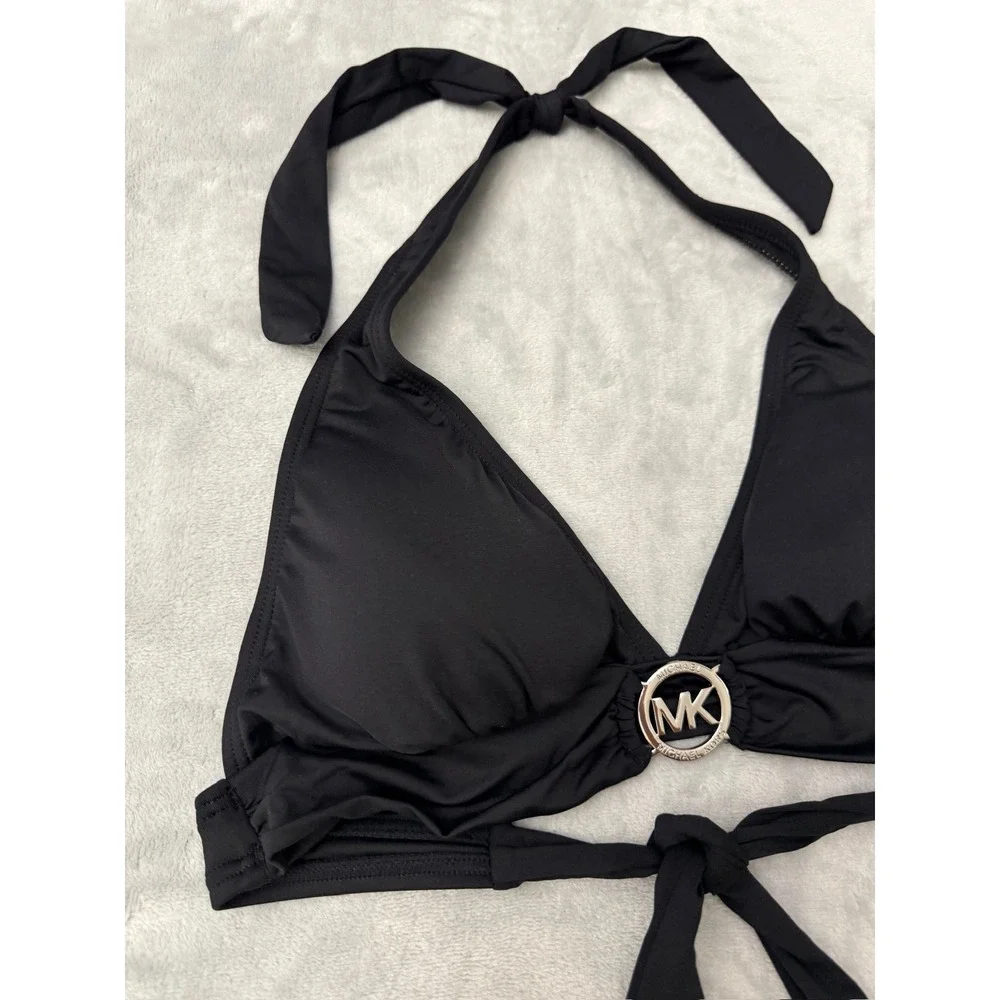 MICHAEL Michael Kors Women's Logo-Ring Halter Bikini Top Small $78 NEW